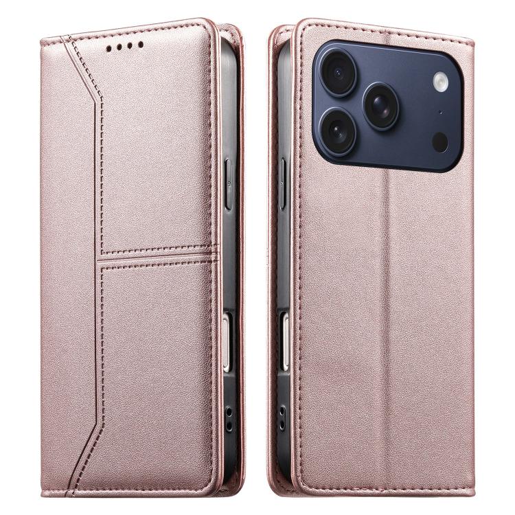Custodia per telefono in ecopelle con rivestimento magnetico RFID e cuciture a vista., For iPhone 17e / 16e, For iPhone 17 Pro Max, For iPhone 17 Pro, For iPhone 17
