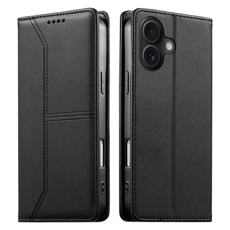 Custodia per telefono in ecopelle con rivestimento magnetico RFID e cuciture a vista., For iPhone 16, For iPhone 15 Pro Max, For iPhone 15 Pro, For iPhone 15 Plus