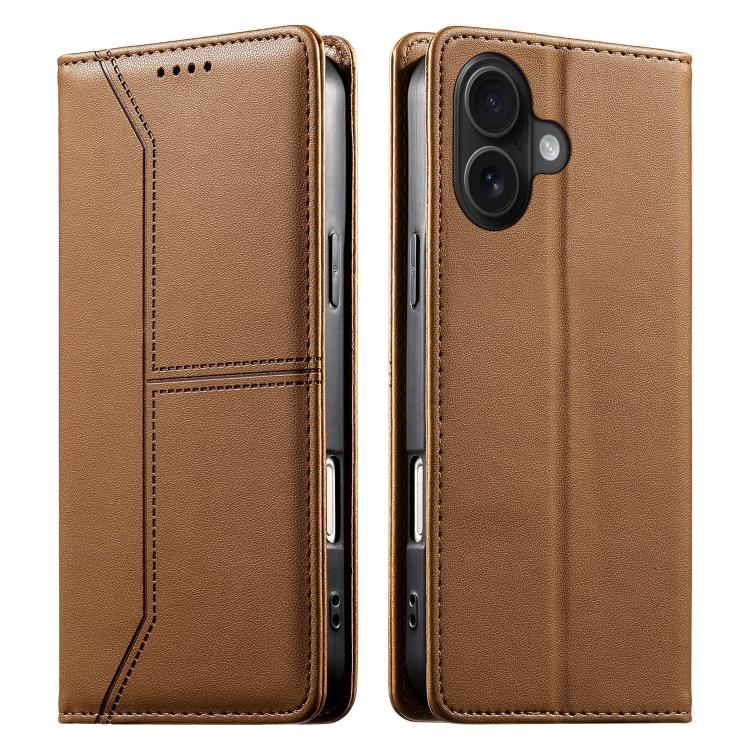 Custodia per telefono in ecopelle con rivestimento magnetico RFID e cuciture a vista., For iPhone 16, For iPhone 15 Pro Max, For iPhone 15 Pro, For iPhone 15 Plus