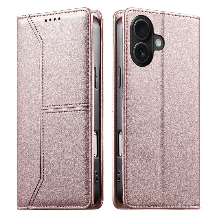 Custodia per telefono in ecopelle con rivestimento magnetico RFID e cuciture a vista., For iPhone 16, For iPhone 15 Pro Max, For iPhone 15 Pro, For iPhone 15 Plus