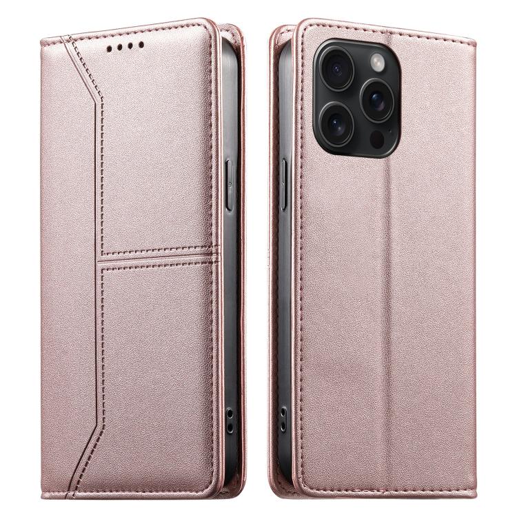 Custodia per telefono in ecopelle con rivestimento magnetico RFID e cuciture a vista., For iPhone 16, For iPhone 15 Pro Max, For iPhone 15 Pro, For iPhone 15 Plus
