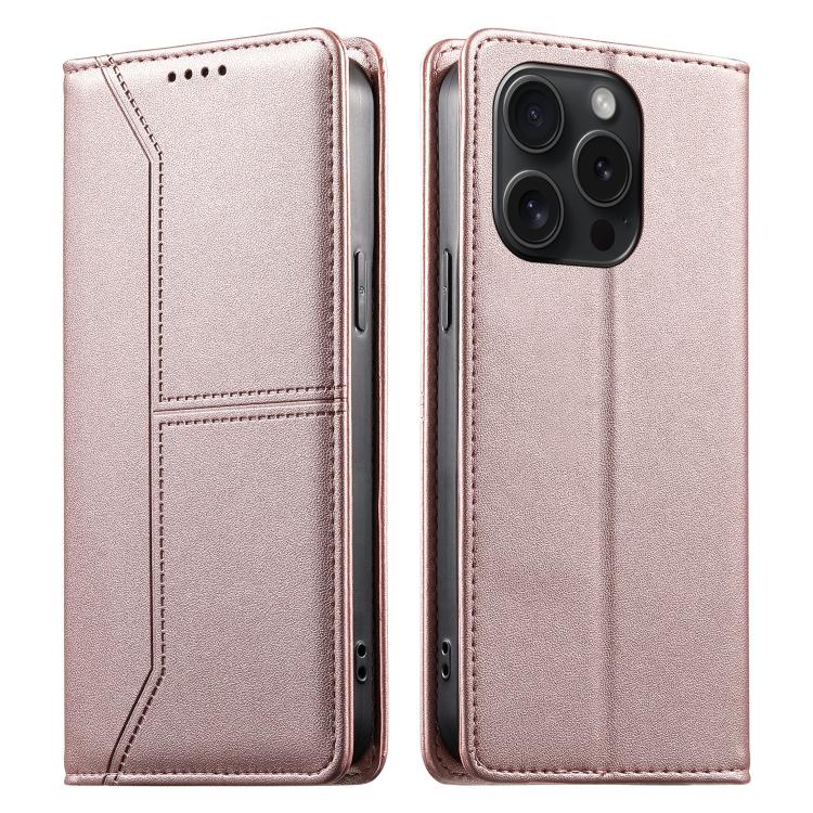 Custodia per telefono in ecopelle con rivestimento magnetico RFID e cuciture a vista., For iPhone 16, For iPhone 15 Pro Max, For iPhone 15 Pro, For iPhone 15 Plus