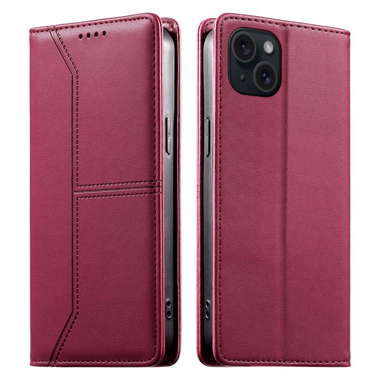 Custodia per telefono in ecopelle con rivestimento magnetico RFID e cuciture a vista., For iPhone 16, For iPhone 15 Pro Max, For iPhone 15 Pro, For iPhone 15 Plus