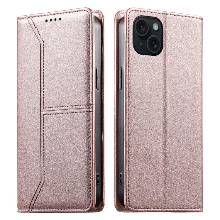 Custodia per telefono in ecopelle con rivestimento magnetico RFID e cuciture a vista., For iPhone 16, For iPhone 15 Pro Max, For iPhone 15 Pro, For iPhone 15 Plus