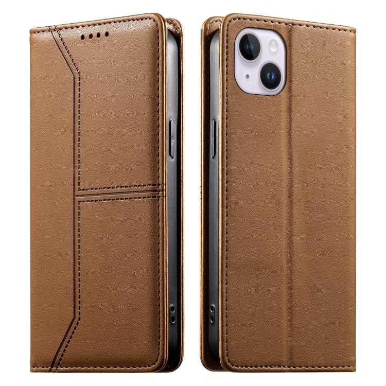 Custodia per telefono in ecopelle con rivestimento magnetico RFID e cuciture a vista., For iPhone 15, For iPhone 14 Plus, For iPhone 14 / 13, For iPhone 14 Pro