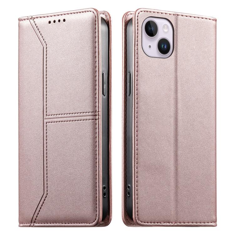 Custodia per telefono in ecopelle con rivestimento magnetico RFID e cuciture a vista., For iPhone 15, For iPhone 14 Plus, For iPhone 14 / 13, For iPhone 14 Pro