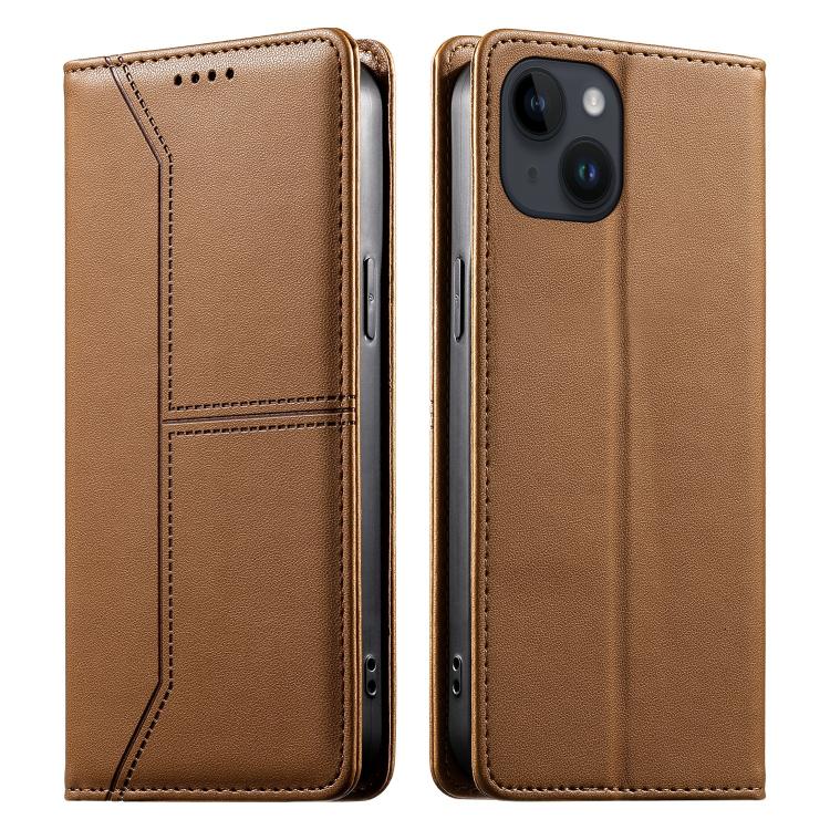 Custodia per telefono in ecopelle con rivestimento magnetico RFID e cuciture a vista., For iPhone 15, For iPhone 14 Plus, For iPhone 14 / 13, For iPhone 14 Pro