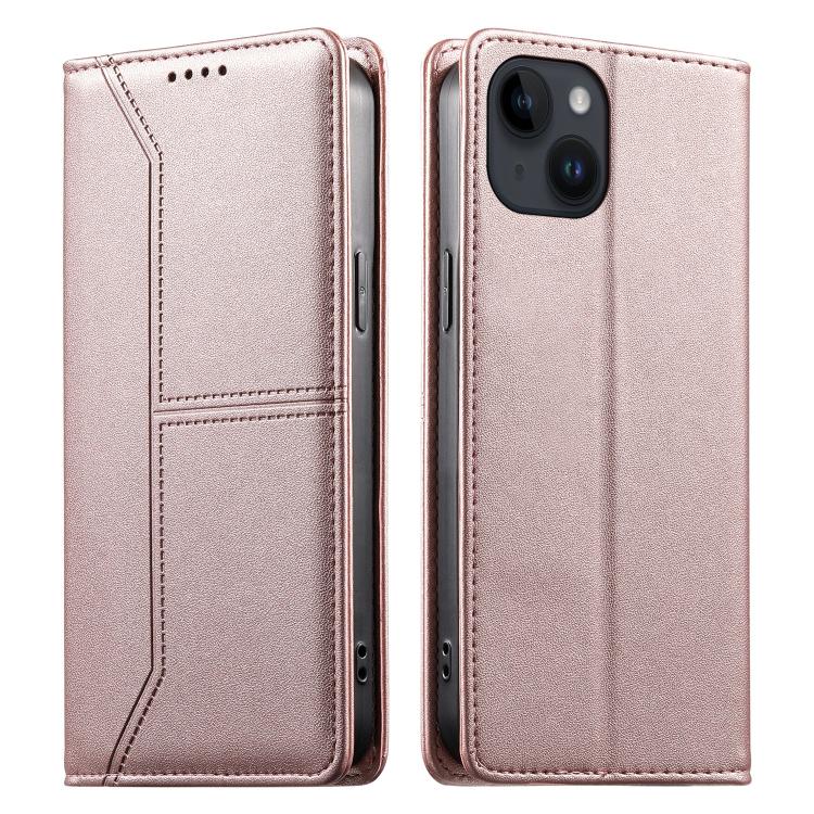 Custodia per telefono in ecopelle con rivestimento magnetico RFID e cuciture a vista., For iPhone 15, For iPhone 14 Plus, For iPhone 14 / 13, For iPhone 14 Pro