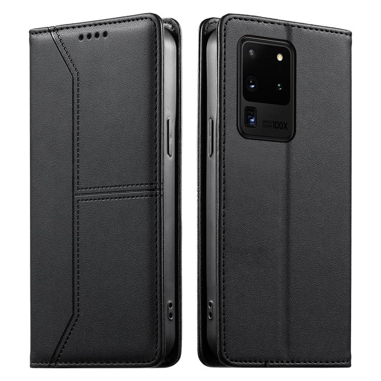 Custodia per telefono in ecopelle con rivestimento magnetico RFID e cuciture a vista., For Samsung Galaxy S20 Ultra, For Samsung Galaxy S20, For Samsung Galaxy S20+