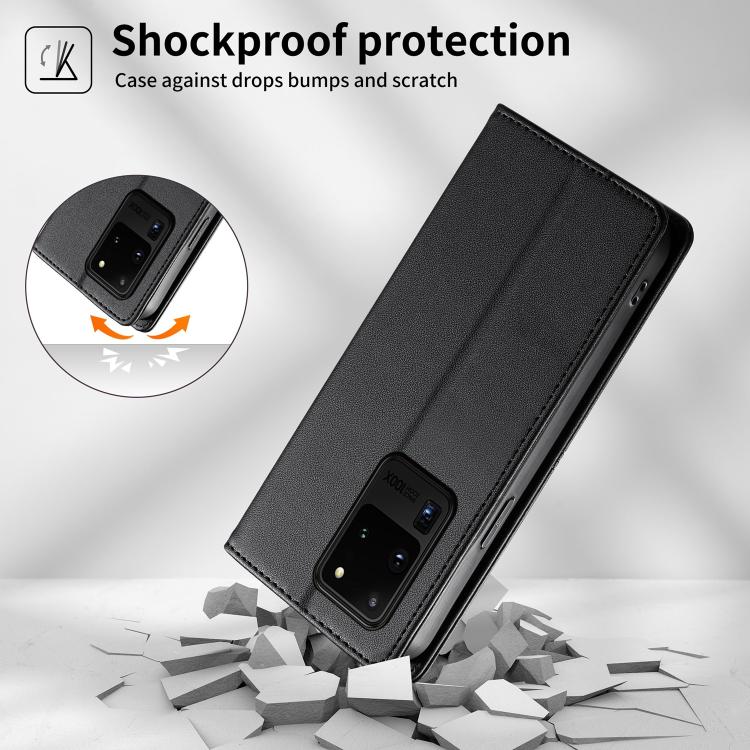 Custodia per telefono in ecopelle con rivestimento magnetico RFID e cuciture a vista., For Samsung Galaxy S20 Ultra, For Samsung Galaxy S20, For Samsung Galaxy S20+