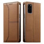 Custodia per telefono in ecopelle con rivestimento magnetico RFID e cuciture a vista., For Samsung Galaxy S20 Ultra, For Samsung Galaxy S20, For Samsung Galaxy S20+