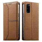 Custodia per telefono in ecopelle con rivestimento magnetico RFID e cuciture a vista., For Samsung Galaxy S20 Ultra, For Samsung Galaxy S20, For Samsung Galaxy S20+