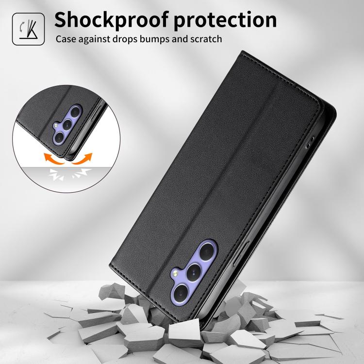 Custodia per telefono in ecopelle con rivestimento magnetico RFID e cuciture a vista., For Samsung Galaxy A55 5G, For Samsung Galaxy A35 5G, For Samsung Galaxy A05, For Samsung Galaxy A05s