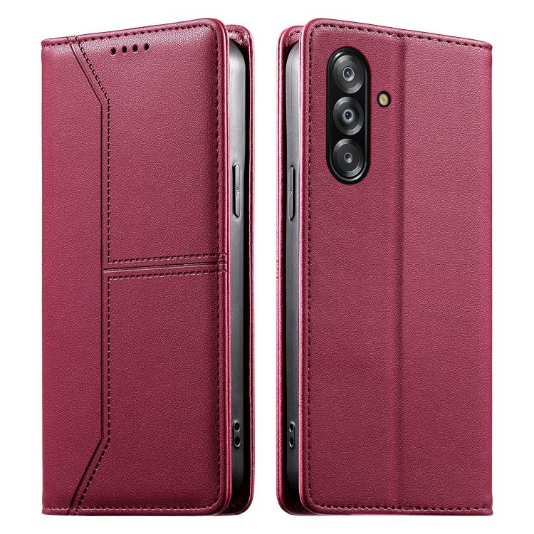 Custodia per telefono in ecopelle con rivestimento magnetico RFID e cuciture a vista., For Samsung Galaxy A57 5G, For Samsung Galaxy A37 5G, For Galaxy A27 5G, For Samsung Galaxy A26 5G / A16 / A17