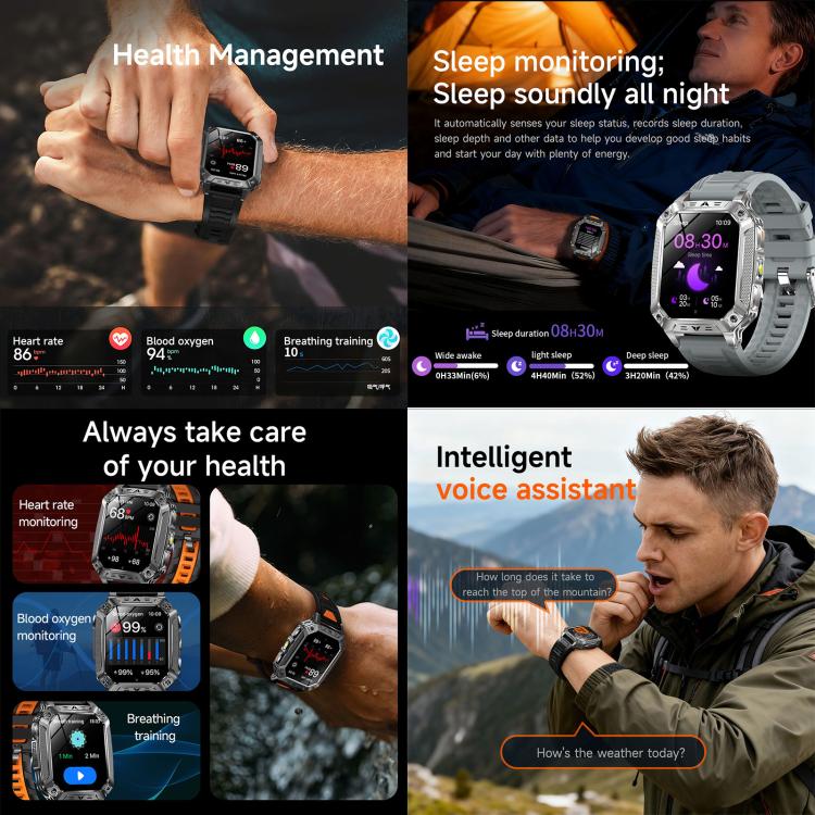 Smartwatch QS86 da 2,01 pollici, supporta chiamate Bluetooth, monitoraggio della frequenza cardiaca e dell'ossigeno nel sangue.