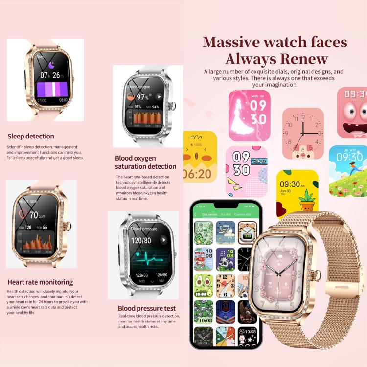 QS01 Smartwatch da 1,75 pollici, supporta il monitoraggio della frequenza cardiaca, della pressione sanguigna e dell'ossigeno nel sangue.