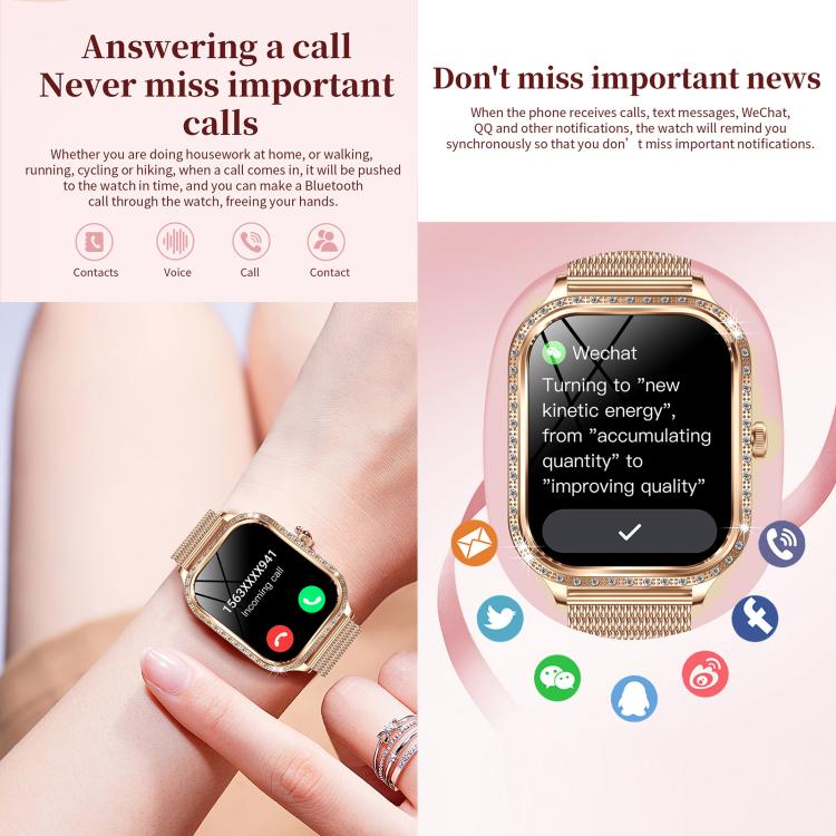 QS01 Smartwatch da 1,75 pollici, supporta il monitoraggio della frequenza cardiaca, della pressione sanguigna e dell'ossigeno nel sangue.