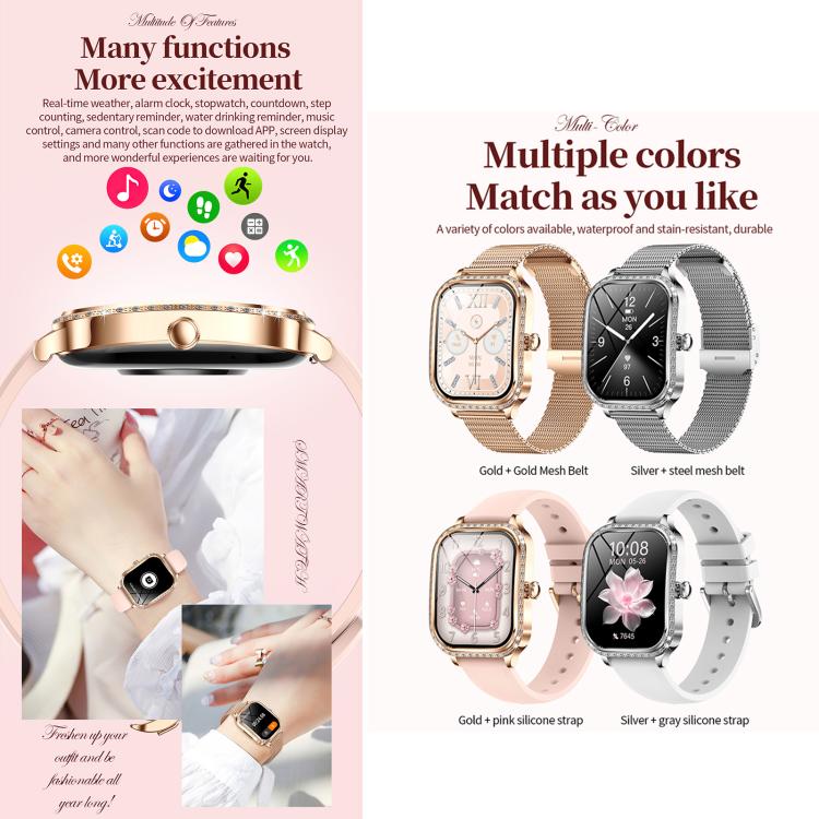 QS01 Smartwatch da 1,75 pollici, supporta il monitoraggio della frequenza cardiaca, della pressione sanguigna e dell'ossigeno nel sangue.