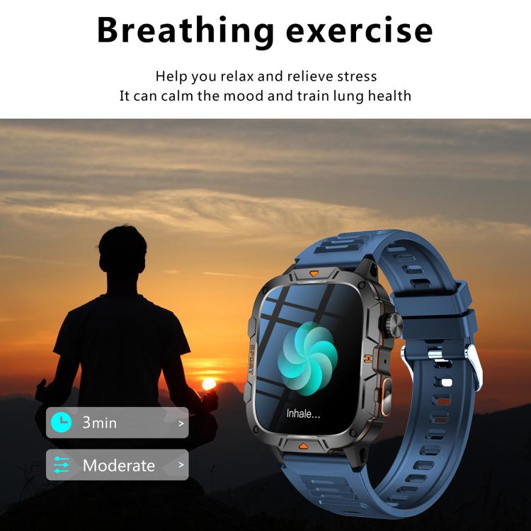 Smartwatch QX12 da 1,96 pollici con display IPS, certificazione IP68, ideale per sport all'aria aperta e dotato di torcia.