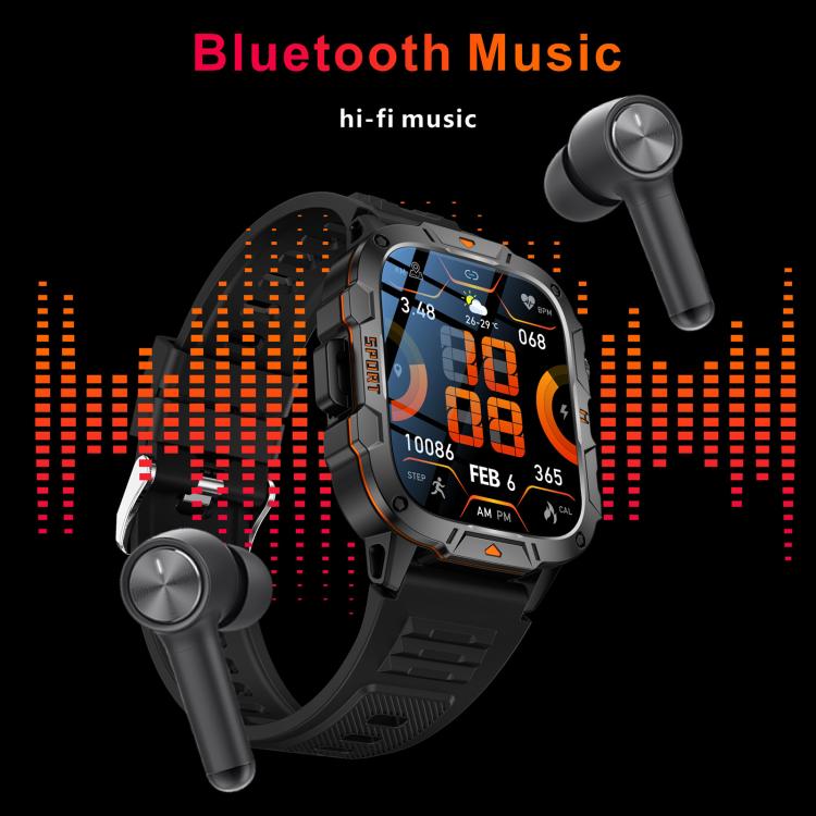 Smartwatch QX12 da 1,96 pollici con display IPS, certificazione IP68, ideale per sport all'aria aperta e dotato di torcia.