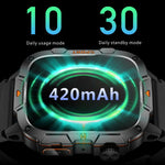 Smartwatch QX12 da 1,96 pollici con display IPS, certificazione IP68, ideale per sport all'aria aperta e dotato di torcia.