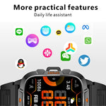 Smartwatch QX12 da 1,96 pollici con display IPS, certificazione IP68, ideale per sport all'aria aperta e dotato di torcia.