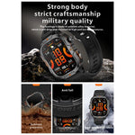 Smartwatch QX12 da 1,96 pollici con display IPS, certificazione IP68, ideale per sport all'aria aperta e dotato di torcia.