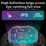Smartwatch QX12 da 1,96 pollici con display IPS, certificazione IP68, ideale per sport all'aria aperta e dotato di torcia.