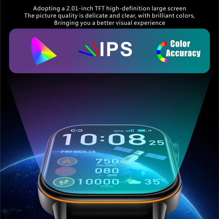 Smartwatch sportivo QX17 da 2,01 pollici con display IPS e GPS/bussola integrati, ideale per attività all'aperto.