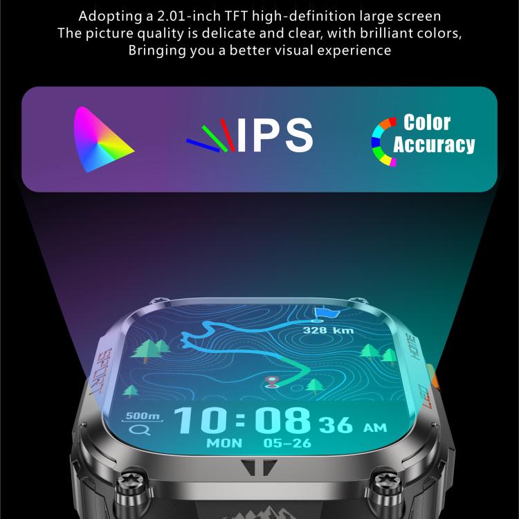 Smartwatch sportivo GPS QX18 con display da 2,01 pollici e cardiofrequenzimetro integrato, ideale per attività all'aperto.