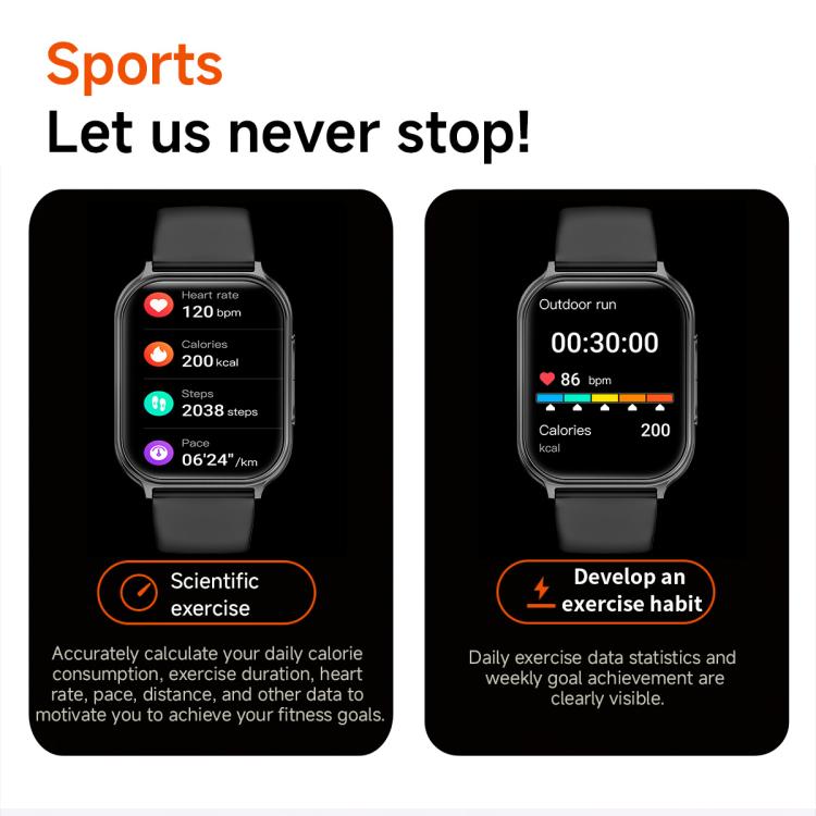 Smartwatch sportivo T15 con display TFT da 1,83 pollici, certificazione IP67 e monitoraggio della salute integrato.