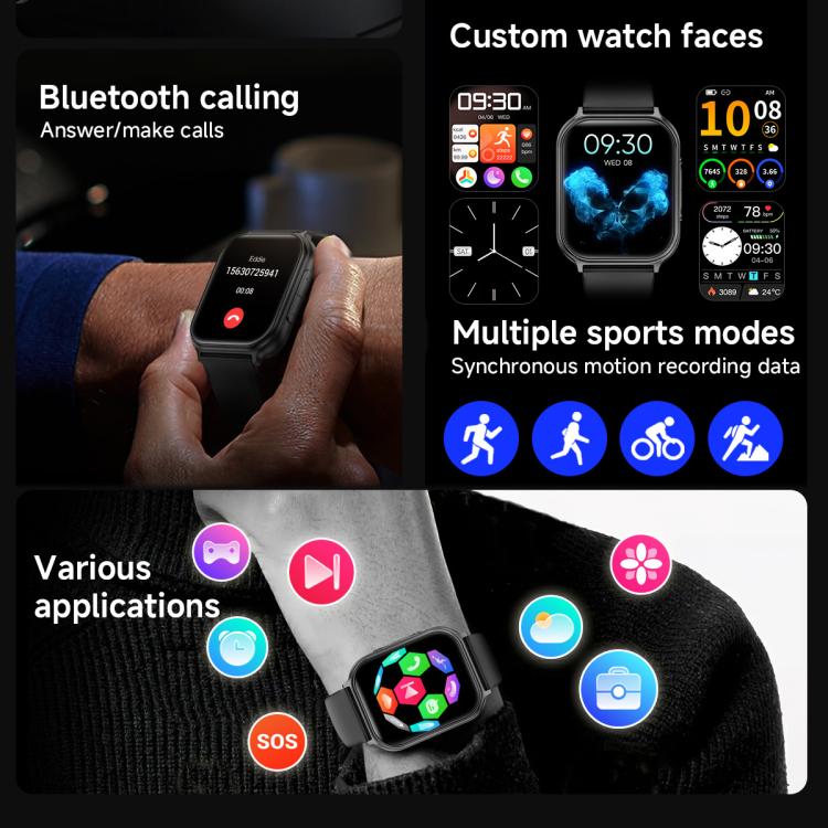 Smartwatch sportivo T15 con display TFT da 1,83 pollici, certificazione IP67 e monitoraggio della salute integrato.