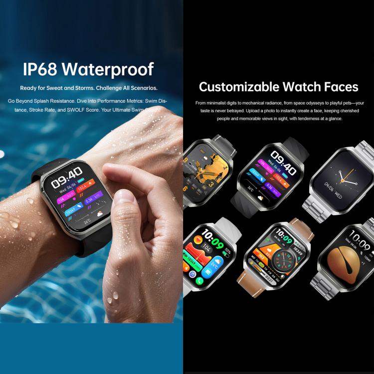 Smartwatch QS66 da 1,83 pollici, supporta chiamate Bluetooth, monitoraggio della frequenza cardiaca e dell'ossigeno nel sangue.
