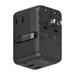Caricabatterie da viaggio universale GaN MOMAX UA30 1-World 2+ da 70 W con doppia alimentazione CA e cavo retrattile., UA30D, UA30L