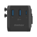 Caricabatterie da viaggio universale GaN MOMAX UA30 1-World 2+ da 70 W con doppia alimentazione CA e cavo retrattile., UA30D, UA30L