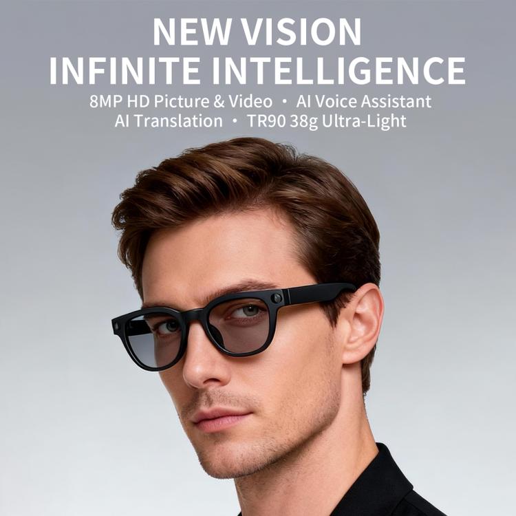 Occhiali intelligenti MT3 da 8 MP con intelligenza artificiale, Wi-Fi, controllo touch e chiamate Bluetooth.