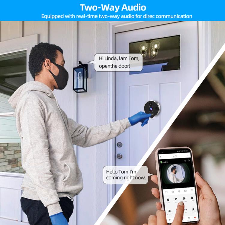 Videocitofono wireless WiFi RH-PD7 con schermo HD da 4,3 pollici, spioncino panoramico a 360 gradi e connessione Wi-Fi a 2,4 GHz., RH-PD7