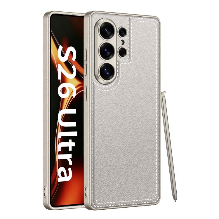 Custodia per telefono GKK con finitura effetto pelle metallizzata e cuciture a vista., For Samsung Galaxy S26 Ultra 5G