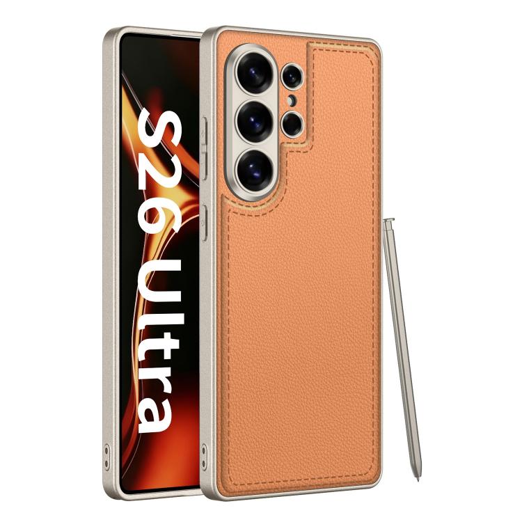 Custodia per telefono GKK con finitura effetto pelle metallizzata e cuciture a vista., For Samsung Galaxy S26 Ultra 5G