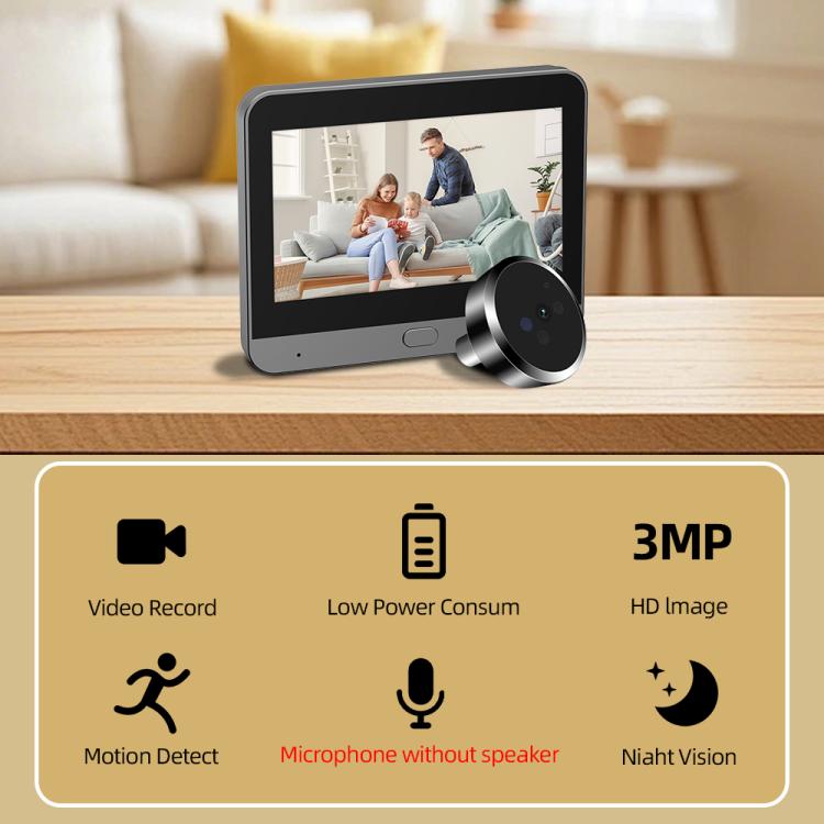 Videocitofono WiFi con schermo HD da 4,3 pollici, microonde, radar e rilevamento di movimento, spioncino RH-PD9., RH-PD9
