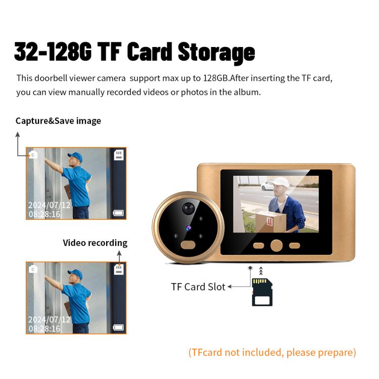 RH-TPD08 Spioncino elettronico con display da 2,8 pollici 720P e videocitofono wireless 2.4G
