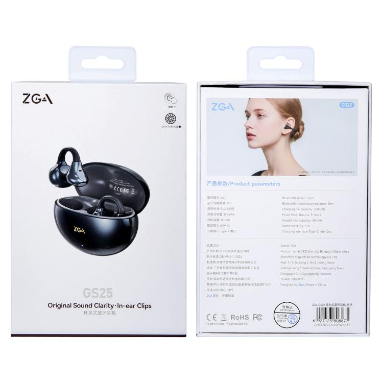 Auricolari wireless Bluetooth ZGA GS25 con clip auricolare, GS25