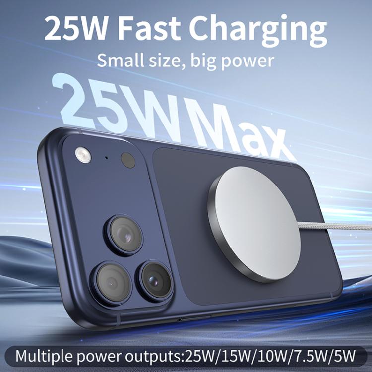 Caricabatterie wireless magnetico portatile QI2 da 25 W con interfaccia USB-C/Type-C.