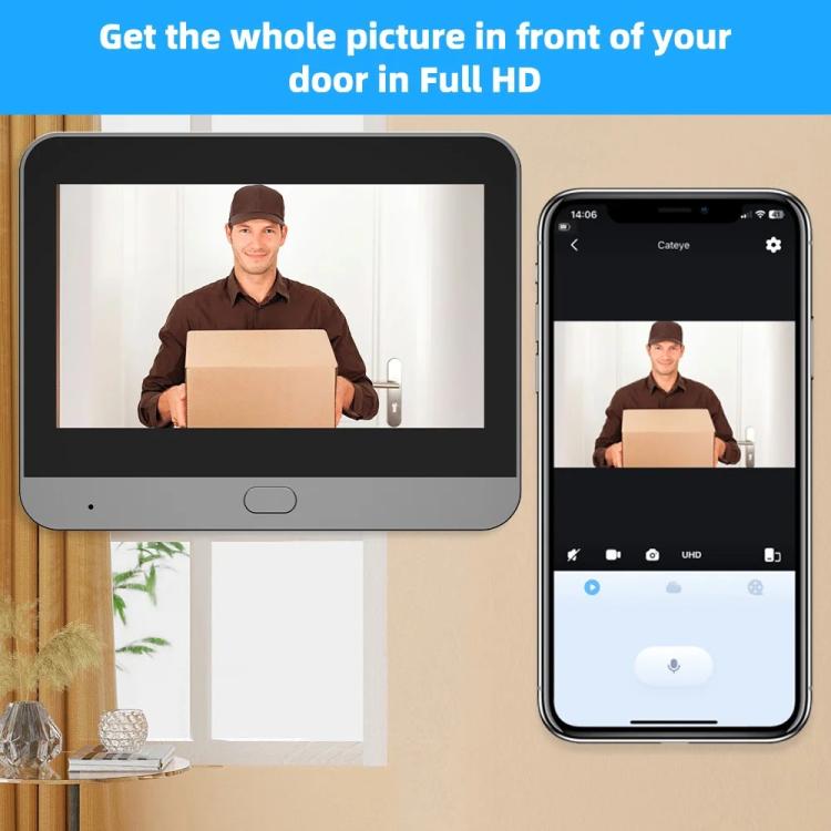 Videocitofono intelligente WiFi RH-PD10-I con schermo HD da 4,3 pollici e rilevamento di movimento., RH-PD10-I