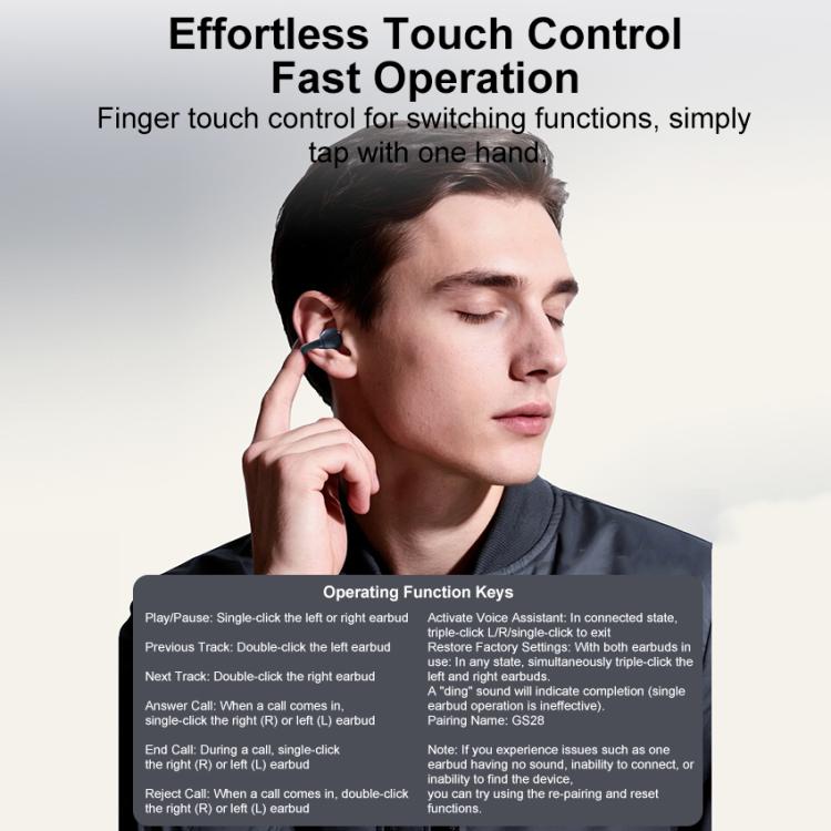 Auricolari wireless Bluetooth ZGA GS28 con clip auricolare e indicatore luminoso., GS28