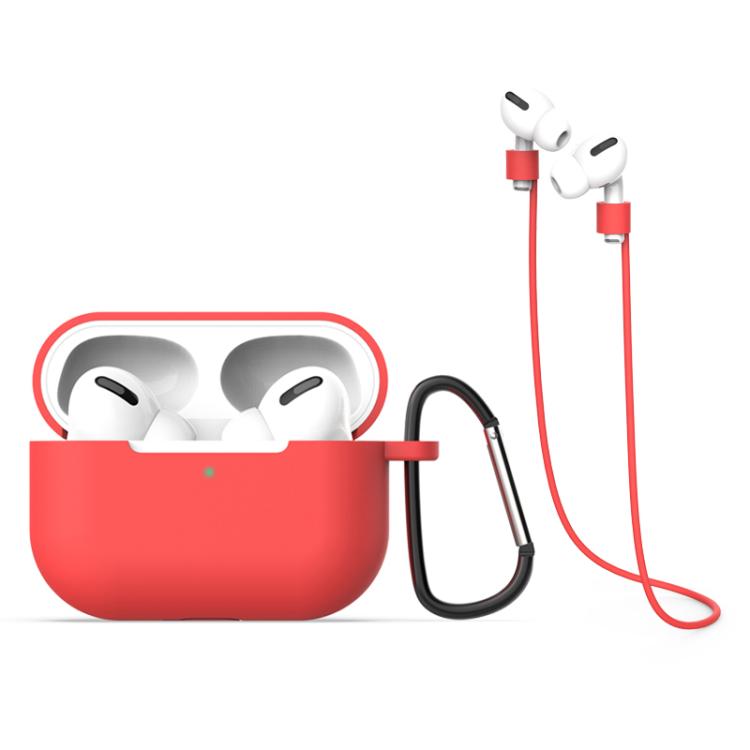 Set 3 in 1: custodia protettiva in silicone per auricolari, gancio e cordino anti-smarrimento., For AirPods Pro 3