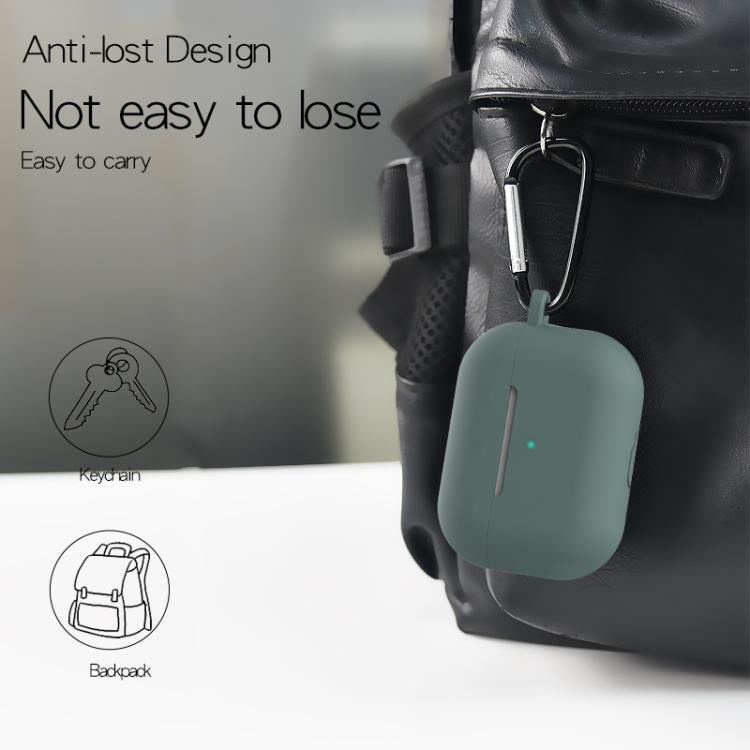 Set 3 in 1: custodia protettiva in silicone per auricolari, gancio e cordino anti-smarrimento., For AirPods Pro 3