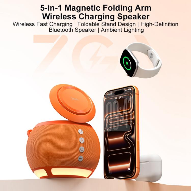 Altoparlante Bluetooth multifunzione ZGA WX08 da 15 W con caricabatterie wireless per telefono e orologio., WX08