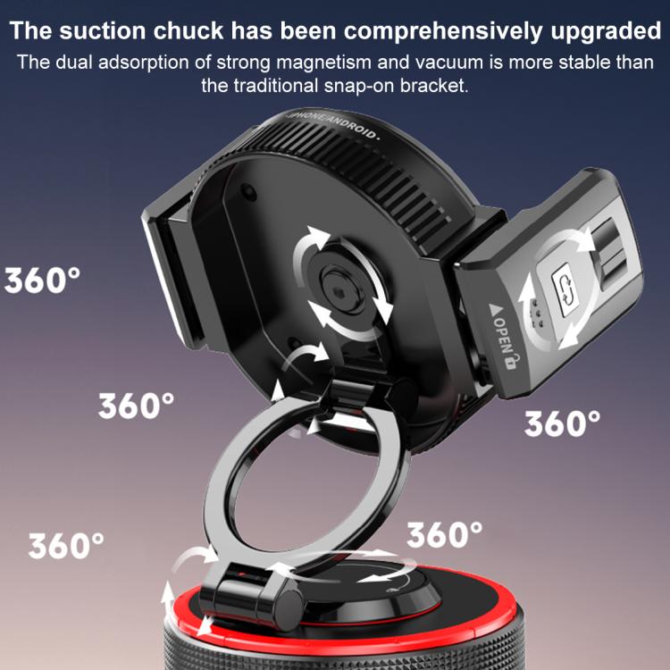 Supporto per telefono da auto K33 con rotazione a 360 gradi, ventosa magnetica e morsetto, doppio utilizzo., K33