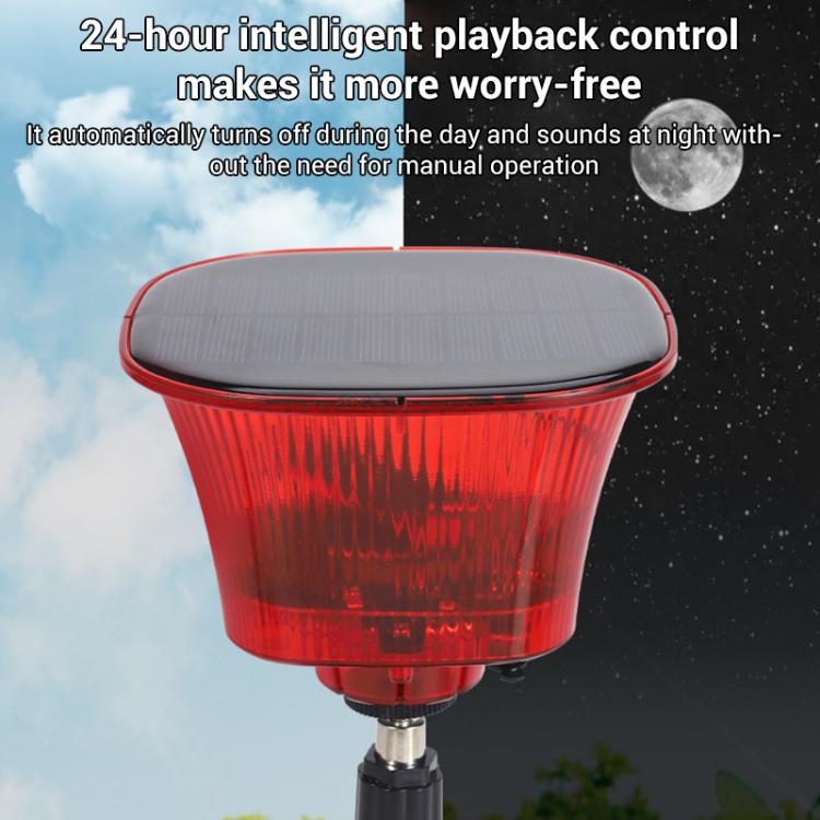 Allarme sonoro e luminoso per frutteto, repellente per animali ad energia solare.